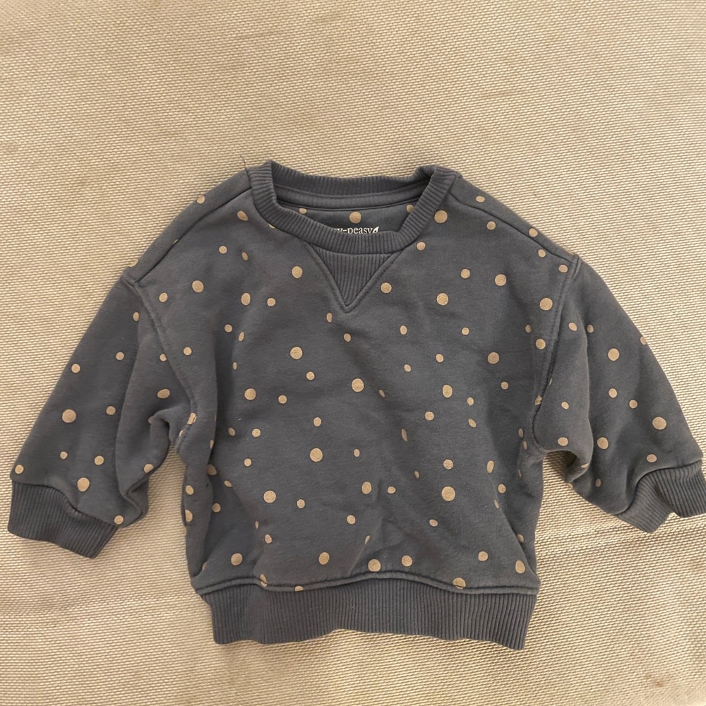 Easy Peasy blue and beige/pink polkadot sweatshirt